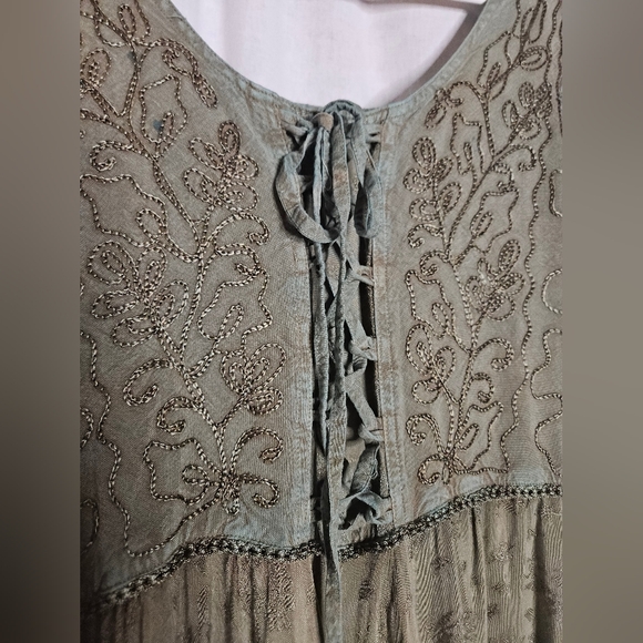 Scully Lace Up Dress Custom Hand Dyed Green And Teal Sz L - Picture 5 of 14